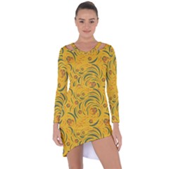 Folk Floral Pattern  Abstract Flowers Surface Design  Seamless Pattern Asymmetric Cut-out Shift Dress by Eskimos