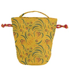 Folk Floral Pattern  Abstract Flowers Surface Design  Seamless Pattern Drawstring Bucket Bag by Eskimos