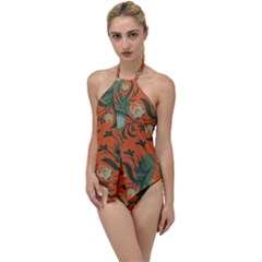 Folk Floral Pattern  Abstract Flowers Surface Design  Seamless Pattern Go With The Flow One Piece Swimsuit by Eskimos