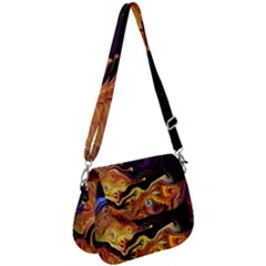 Nebula Starry Night Skies Abstract Art Saddle Handbag by CrypticFragmentsDesign