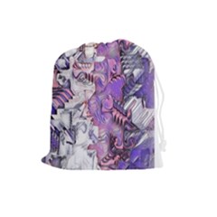 Blooming Lilacs Spring Garden Abstract Drawstring Pouch (large) by CrypticFragmentsDesign