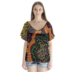 Goghwave V-neck Flutter Sleeve Top by LW41021