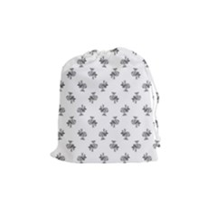 Black And White Sketchy Birds Motif Pattern Drawstring Pouch (medium) by dflcprintsclothing