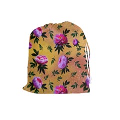 Delicate Peonies Drawstring Pouch (large) by SychEva