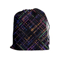 Criss-cross Pattern (multi-colored) Drawstring Pouch (xl) by LyleHatchDesign