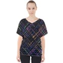 Criss-cross Pattern (multi-colored) V-Neck Dolman Drape Top View1
