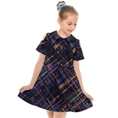 Criss-cross Pattern (multi-colored) Kids  Short Sleeve Shirt Dress by LyleHatchDesign