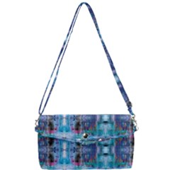 Blue On Turquoise Marbling Removable Strap Clutch Bag by kaleidomarblingart