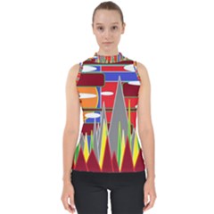 Forrest Sunset Mock Neck Shell Top by LW323