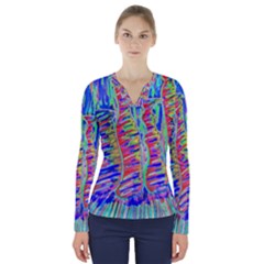 Vibrant-vases V-neck Long Sleeve Top by LW323