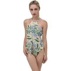 Folk Floral Pattern  Abstract Flowers Surface Design  Seamless Pattern Go With The Flow One Piece Swimsuit by Eskimos