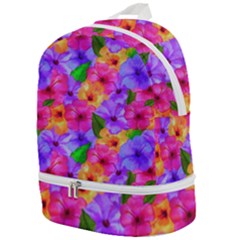 Watercolor Flowers  Multi-colored Bright Flowers Zip Bottom Backpack by SychEva
