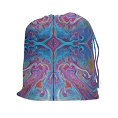 Marbling Turquoise Marbling Drawstring Pouch (2xl) by kaleidomarblingart