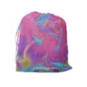 Magenta on blue feathers Drawstring Pouch (XL) View2