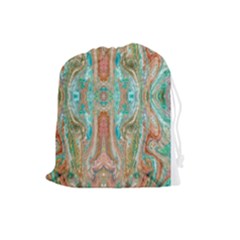 Emerald Marbling Drawstring Pouch (large) by kaleidomarblingart