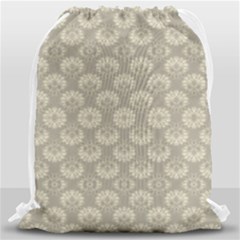 Bright Silver Flowers Motif Pattern Drawstring Bag (large) by dflcprintsclothing