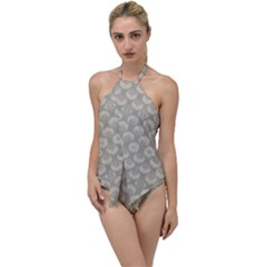 Bright Silver Flowers Motif Pattern Go With The Flow One Piece Swimsuit by dflcprintsclothing