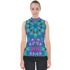 Peacock2 Mock Neck Shell Top by LW323