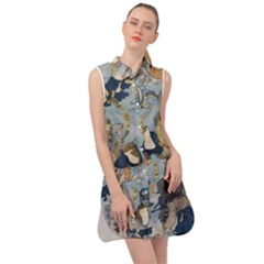 Famous Heroes Of The Kabuki Stage Played By Frogs  Sleeveless Shirt Dress by Sobalvarro