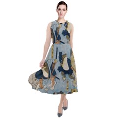 Famous Heroes Of The Kabuki Stage Played By Frogs  Round Neck Boho Dress by Sobalvarro