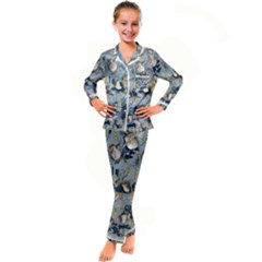 Famous Heroes Of The Kabuki Stage Played By Frogs  Kid s Satin Long Sleeve Pajamas Set by Sobalvarro