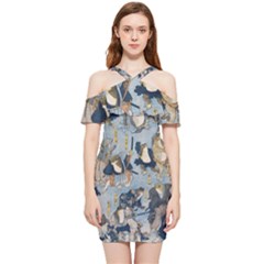 Famous Heroes Of The Kabuki Stage Played By Frogs  Shoulder Frill Bodycon Summer Dress by Sobalvarro