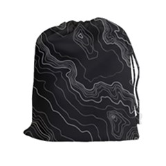 Black Topography Drawstring Pouch (2xl) by goljakoff