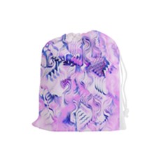 Hydrangea Blossoms Fantasy Gardens Pastel Pink And Blue Drawstring Pouch (large) by CrypticFragmentsDesign