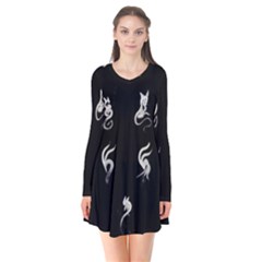 Katzen Cats Katzen Cats Long Sleeve V-neck Flare Dress by WetdryvacsLair