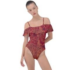 Animalprintfnl1 Frill Detail One Piece Swimsuit by PollyParadise