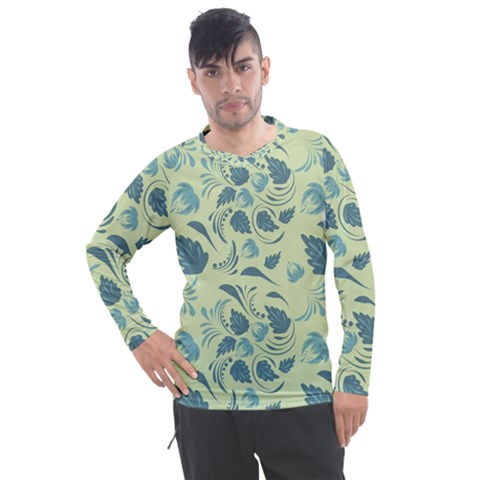 Folk Floral Pattern  Abstract Flowers Surface Design  Seamless Pattern Men s Pique Long Sleeve Tee by Eskimos