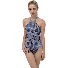 Grey Layers Marbling Go With The Flow One Piece Swimsuit by kaleidomarblingart