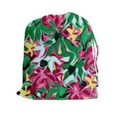 Floral-abstract Drawstring Pouch (2xl) by PollyParadise