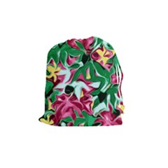 Floral-abstract Drawstring Pouch (medium) by PollyParadise