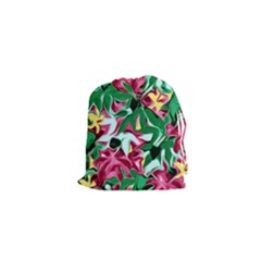 Floral-abstract Drawstring Pouch (xs) by PollyParadise