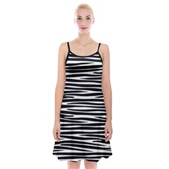 Zebra Stripes, Black And White Asymmetric Lines, Wildlife Pattern Spaghetti Strap Velvet Dress by Casemiro