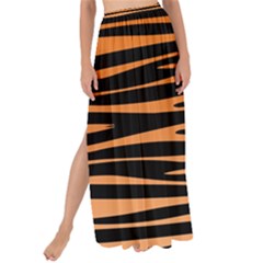 Tiger Stripes, Black And Orange, Asymmetric Lines, Wildlife Pattern Maxi Chiffon Tie-up Sarong by Casemiro