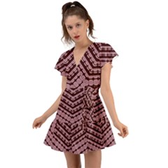 Burgundy Flutter Sleeve Wrap Dress by LW323