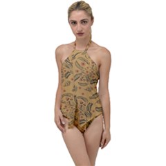 Folk Floral Pattern  Flowers Abstract Surface Design  Seamless Pattern Go With The Flow One Piece Swimsuit by Eskimos