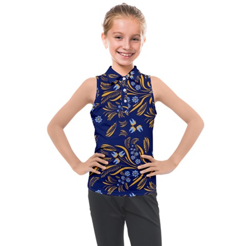 Folk Floral Pattern  Flowers Abstract Surface Design  Seamless Pattern Kids  Sleeveless Polo Tee by Eskimos