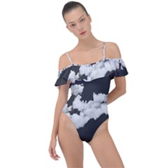 Cumulus Abstract Design Frill Detail One Piece Swimsuit by dflcprintsclothing