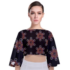Metatron Cube Tie Back Butterfly Sleeve Chiffon Top by gloriasanchez