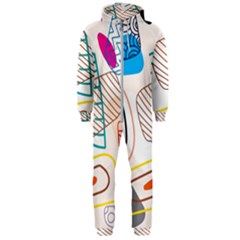 Pastel Abstract Pattern With Beige, Coffee Color Strap Hooded Jumpsuit (men)  by Casemiro