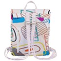 Pastel abstract pattern with beige, coffee color strap Flap Top Backpack View3