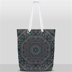 Mandala Vert Noir Pattern Full Print Rope Handle Tote (small) by alllovelyideas