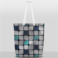 Pattern Abstrat Geometric Blue Grey Full Print Rope Handle Tote (small) by alllovelyideas