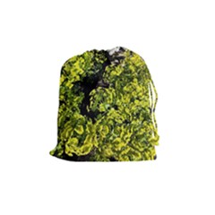 Acid Green Patterns Drawstring Pouch (medium) by kaleidomarblingart