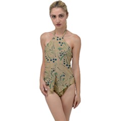 Folk Floral Art Pattern  Flowers Abstract Surface Design  Seamless Pattern Go With The Flow One Piece Swimsuit by Eskimos