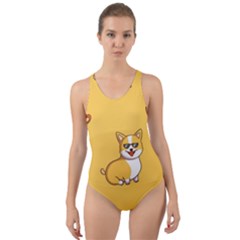 Corgi And Coffee Cut-out Back One Piece Swimsuit by Bigfootshirtshop
