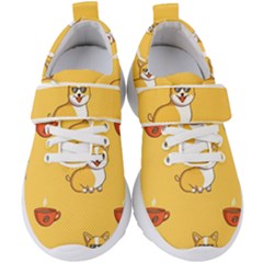 Corgi And Coffee Kids  Velcro Strap Shoes by Bigfootshirtshop